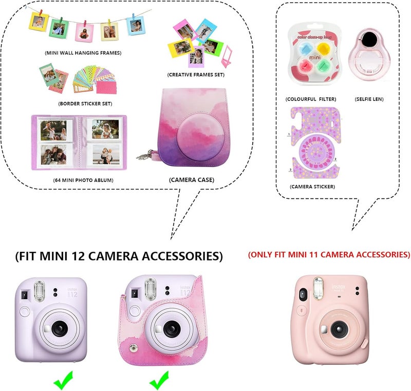 wogozan Mini 11 Accessories for Fujifilm Instax Mini 11 Instant Camera Include Case, Color Filters, Photo Album, 2x3 Frames, Selfie Lens and Stickers (Dream Cloud) (No Camera) - Image 3